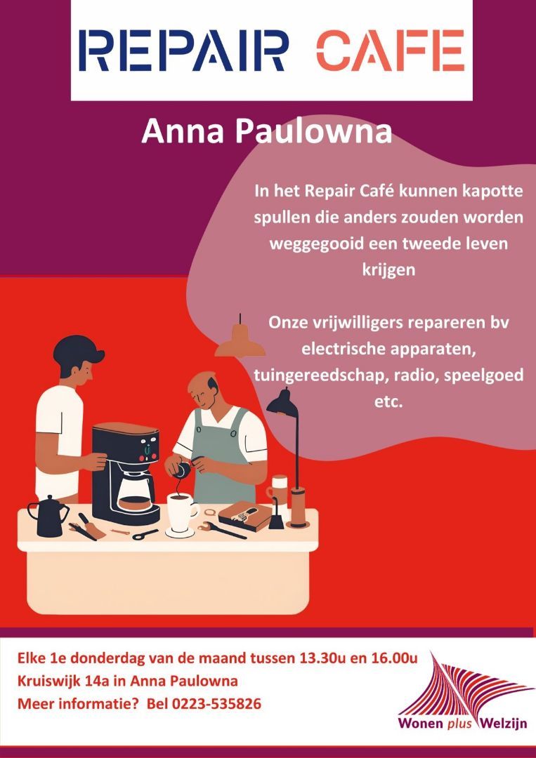 Repair Cafe Anna Paulowna is verhuisd naar een nieuw adres