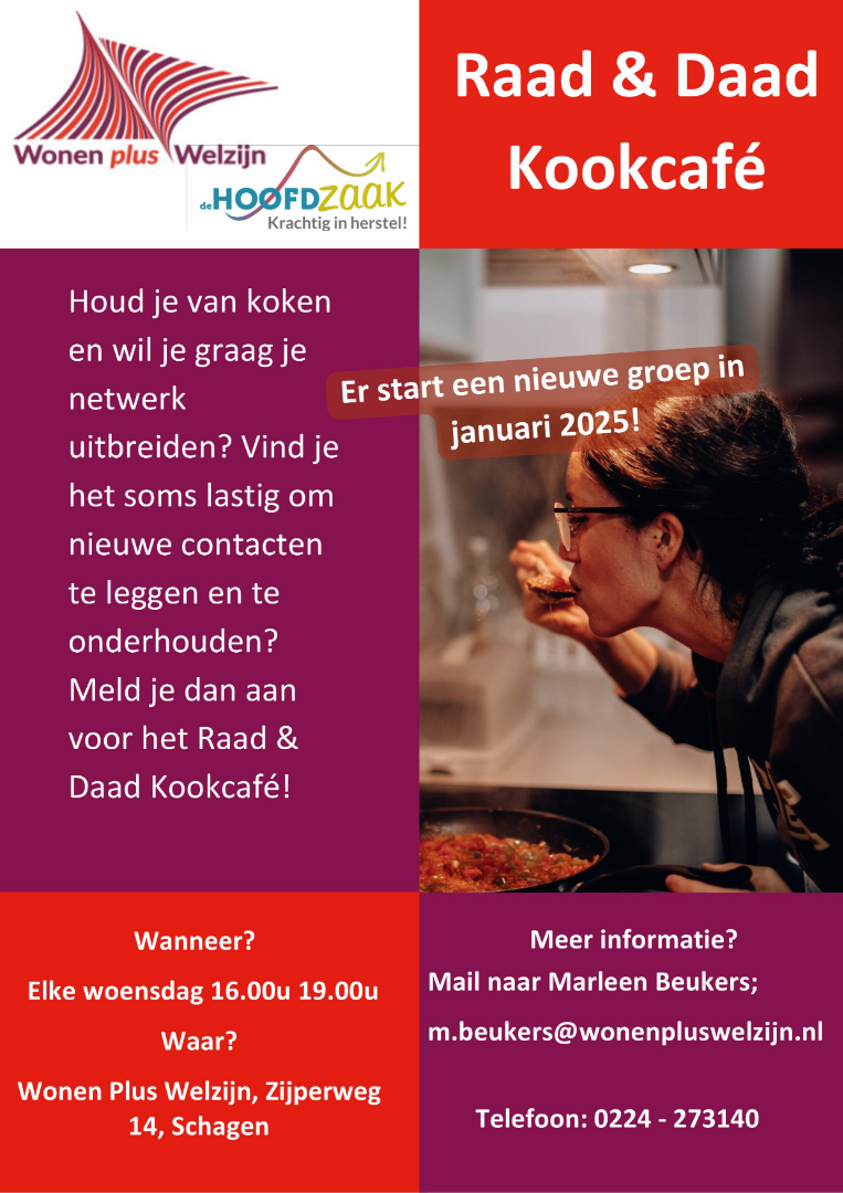 In januari 2025 start een nieuwe groep Raad & Daad kookcafe
