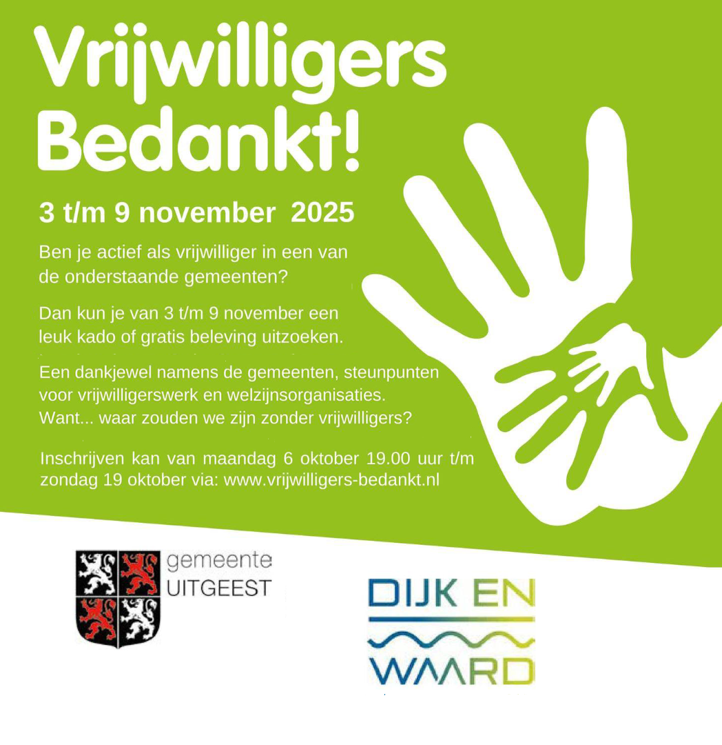 Aftellen naar 'Vrijwilligers Bedankt!' Dijk en Waard 