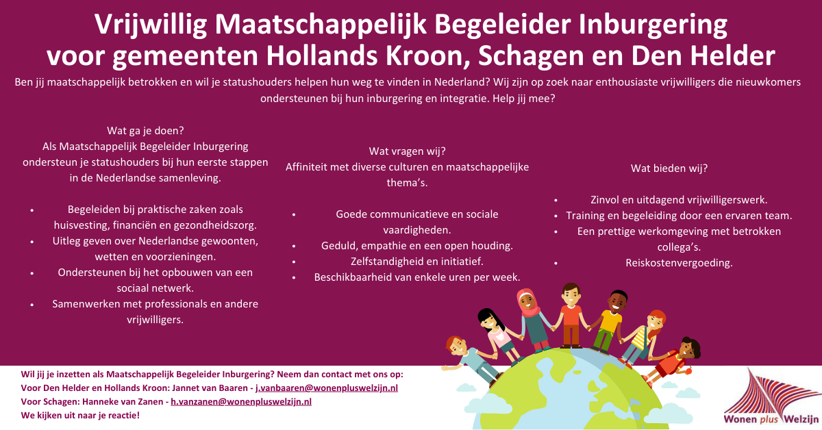 Vrijwilligers gezocht: Maatschappelijk Begeleider Inburgering