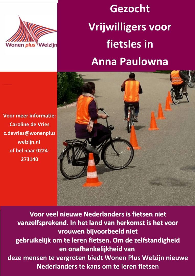Vrijwilligers gezocht voor fietslessen in Anna Paulowna